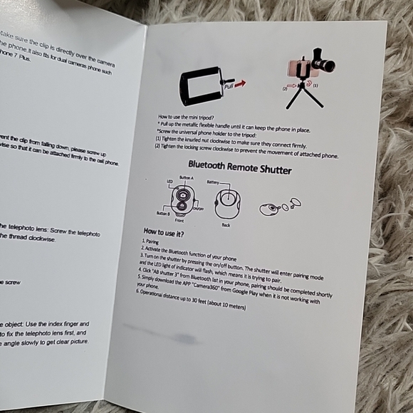 Cell Phone Camera Lens Wide Angle & Macro + Fisheye + Telephoto Lens Mini Tripod - Picture 10 of 12